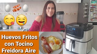 Huevos Fritos con Tocino Freidora Aire  Huevos en Freidora de Aire [upl. by Hadnama]