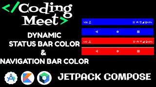 How to Dynamic Status Bar and Navigation Bar Color Changes in Jetpack Compose  Android Studio [upl. by Cinomod]