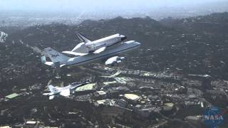 FA18 extended view of Space Shuttle Endeavours flyover Southern California [upl. by Gilbye]