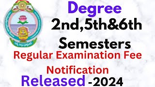 ANU Degree 2nd5thamp6th Semesters Regular Examinations Fee Notification Released2024 [upl. by Elaen825]