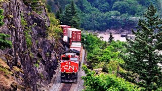 Busy Freight Train Meets amp Action In Canada’s Beautiful Fraser Canyon BC [upl. by Leibman609]