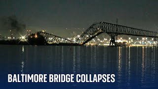 Bridge collapses in Baltimore  mass casualty event declared [upl. by Anec]