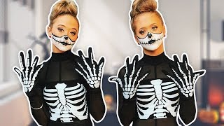 5 Minute Skeleton Makeup Look for Halloween  The Rybka Twins [upl. by Neomah200]