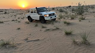 Toyota Land Cruiser Pickup Crusing In Dubai Desert [upl. by Kcirret]