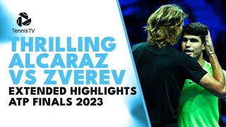 Carlos Alcaraz vs Alexander Zverev THRILLER  Nitto ATP Finals 2023 Extended Highlights [upl. by Charbonneau]