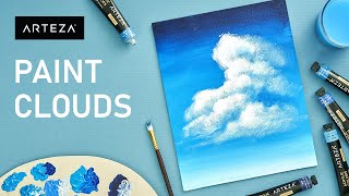 How To Paint Clouds With Acrylics For Beginners  Sky Painting EASY 🎨 [upl. by Ehman]