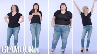 Women Sizes 0 Through 28 Try on the Same Skinny Jeans  Glamour [upl. by Ripp]