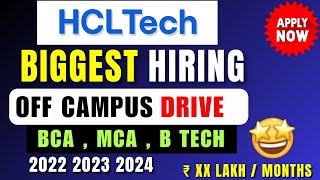 HCL Tech hiring opportunity for BCA MCA Btech  freshers job 2024 batch  mass hiring 2024 [upl. by Scarrow]