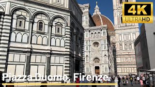 ITALY Santa Maria del Fiore Firenze 4K  Piazza Duomo walking tour Florence [upl. by Surdna60]