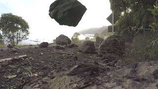 Landslide and rockfall during Kaikoura Earthquake aftershock [upl. by Norabel]