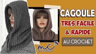 Comment faire une cagoule toutes tailles facile et rapide au crochet tuto pas à pas débutante [upl. by Adnolor]