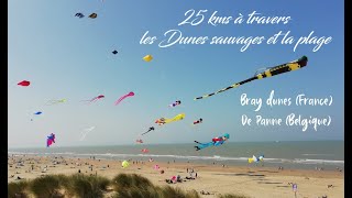 Bray Dune France à De Panne Belgique marche à travers les dunes sauvages et la plage Lets go [upl. by Rosalba]