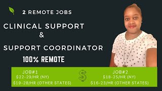 2 Remote Jobs  Clinical Support  Support Coordinator  Excellent Salaries  Apply Today [upl. by Lumbard]