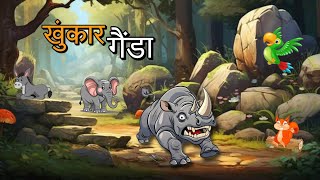 खुंकार गैंडे की कहानी  बच्चो की कहानी  Hindi Story For Kids [upl. by Gordie175]