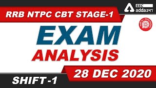 RRB NTPC Exam Analysis 1st Shift 28 December 2020  NTPC Question Paper amp Review [upl. by Ykcim]