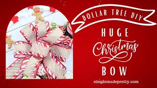 DIY Huge Christmas Bow  How to make a large bow  bows for wreaths tree topper bow [upl. by Mintz]