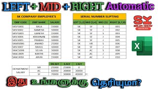 LEFT amp MID amp RIGHT Formula in excel in Tamil  SELVAKNOW  Tamil [upl. by Airdnahc]