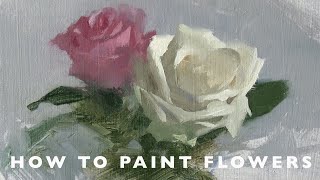 Oil Painting tutorial  How to Paint Flowers [upl. by Drahcir]