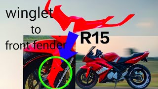 R15 v1 winglet modification winglet in to front finder radium stickering r15 r15v1 r15v2 bike [upl. by Hgielhsa853]