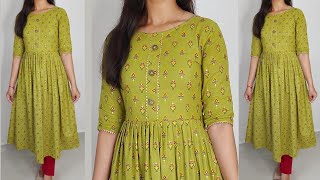 Naira Style Kurti design Cutting and Stitching  kurti neck design Frock suit cutting amp stitching [upl. by Neenwahs172]