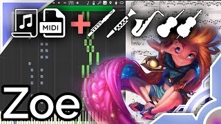 Zoe login theme  League of Legends Synthesia Piano Tutorial [upl. by Kris713]