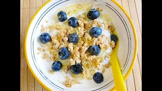 Greek Yogurt with Blueberries  Breakfast  สูตรอาหารเช้ากรีกโยเกิร์ตบลูเบอรี่ [upl. by Nnylyoj]