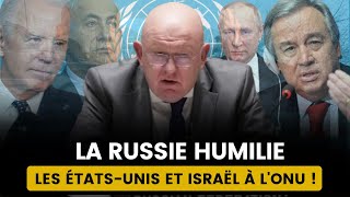 RÉUNION EXPLOSIVE À LONU  LA RUSSIE DÉMOLIT LES ÉTATSUNIS ET ISRAËL [upl. by Elison]