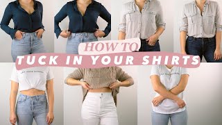 How to tuck in a shirt Tshirt chunky sweater button down shirt  Valentina Arjona [upl. by Yrelle]