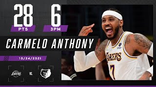 Carmelo Anthony drops 28 PTS and the Lakers get their first W of the season 🔥 [upl. by Nylsirhc]