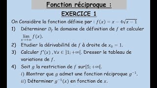 Fonction réciproque  Continuité  Exercice 1 Deuxième bac science شرح باللغتين العربية و الفرنسية [upl. by Alikam]