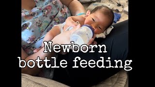 Newborn Paced bottle feeding in side lying [upl. by Evangeline]