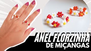 Anel Florzinha de Miçangas Passo a Passo Beaded Flower Rings [upl. by Mairem]