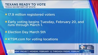 Early voting for Texas Primary begins Tuesday [upl. by Hanej965]