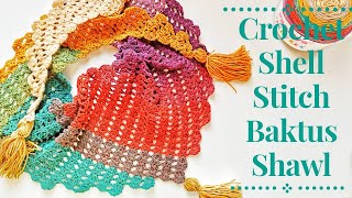 Crochet Shell Stitch Baktus Shawl  Crochet Simple Cowl [upl. by Khorma]