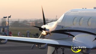 Beautiful Pilatus PC12 T7PBL  Very close Start up  Take off  Gloucestershire Airport [upl. by Alleroif]