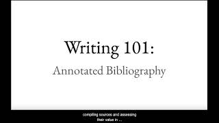 Writing 101 Annotated Bibliography [upl. by Inan57]