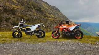 HUSQVARNA 701 SM VS KTM 690 SMC  R FULL GAS [upl. by Mable]