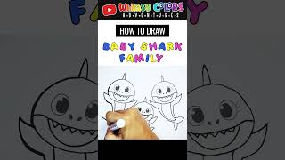 How to draw Baby Shark family for beginners  StepByStep easy drawings tutorial babyshark [upl. by Nellir74]