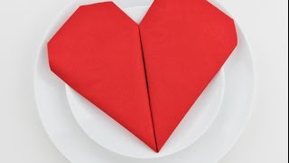 How to fold a napkin into a heart  easy napkin folding tutorial for beginners [upl. by Black]