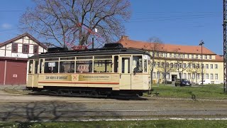 Der älteste Linienwagen Deutschlands Straßenbahn Naumburg TW 17 Baujahr 1928 auf Linie [upl. by Airdna]