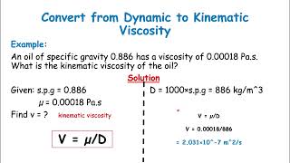 HOW TO CONVERT DYNAMIC VISCOSITY TO KINEMATIC VISCOSITY  FLUID TRANSPORT TUTORIALS 1 [upl. by Church]