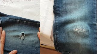 Easy jeans repair  Comment réparer un jean troué  Réparation d un jean troué [upl. by Leann]