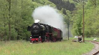 Dampfspektakel 2018  52 8195 der Fränkischen Museums Eisenbahn unterwegs in der Eifel [upl. by Airalednac]