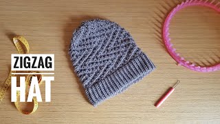 How to Loom Knit an Easy ZigZag Slouchy Beanie Hat DIY Tutorial [upl. by Arodoeht]