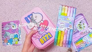 Organising my bt21 pencil case ✨ organise with me bts pencil case [upl. by Zat]