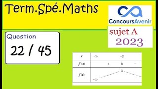 BAC Spé Math Concours avenir 2023 préparation du QCM  question 22 45 corrigé [upl. by Pang]