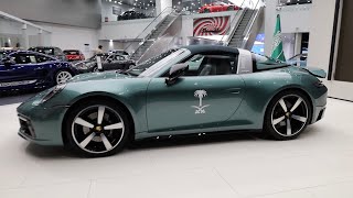 Targa 911 4S 2023 Racing green metallic  راية التوحيد و بورش تارقا بالشعار الوطني السعودي [upl. by Olecram]