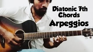 Diatonic 7 chords arpeggios  Key of C major  Tabs [upl. by Ruomyes]