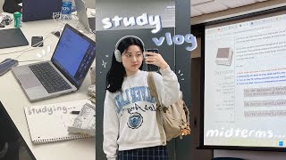 study vlog ☁️ midterms season late nights at library cramming for exams uni life 📑 [upl. by Kleon584]