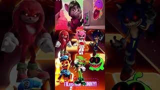 Knuckles Exe vs Amy Exe vs Sonic Tails Exe vs Paw Patrol Exe vs Sonic Exe vs Om Nom Exe  Tiles Hop [upl. by Leuas]